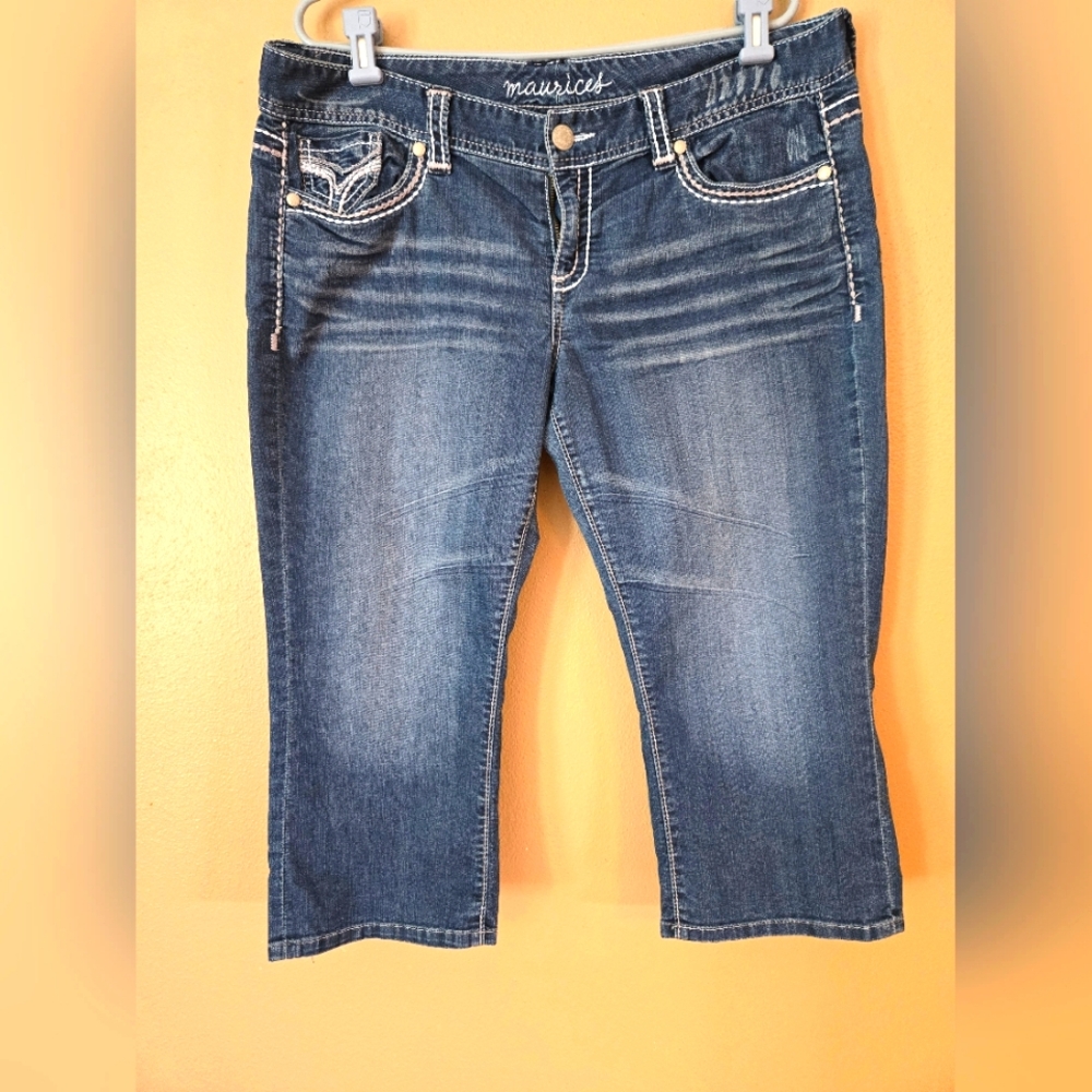 Maurices Blue Stretch Denim Capri Pants